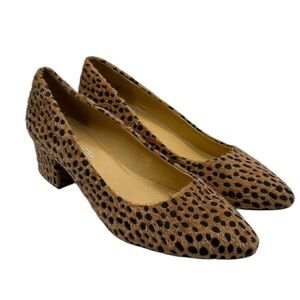 CL by Laundry Leopard Faux Mohair Classic Pump Block Heels Size 10M